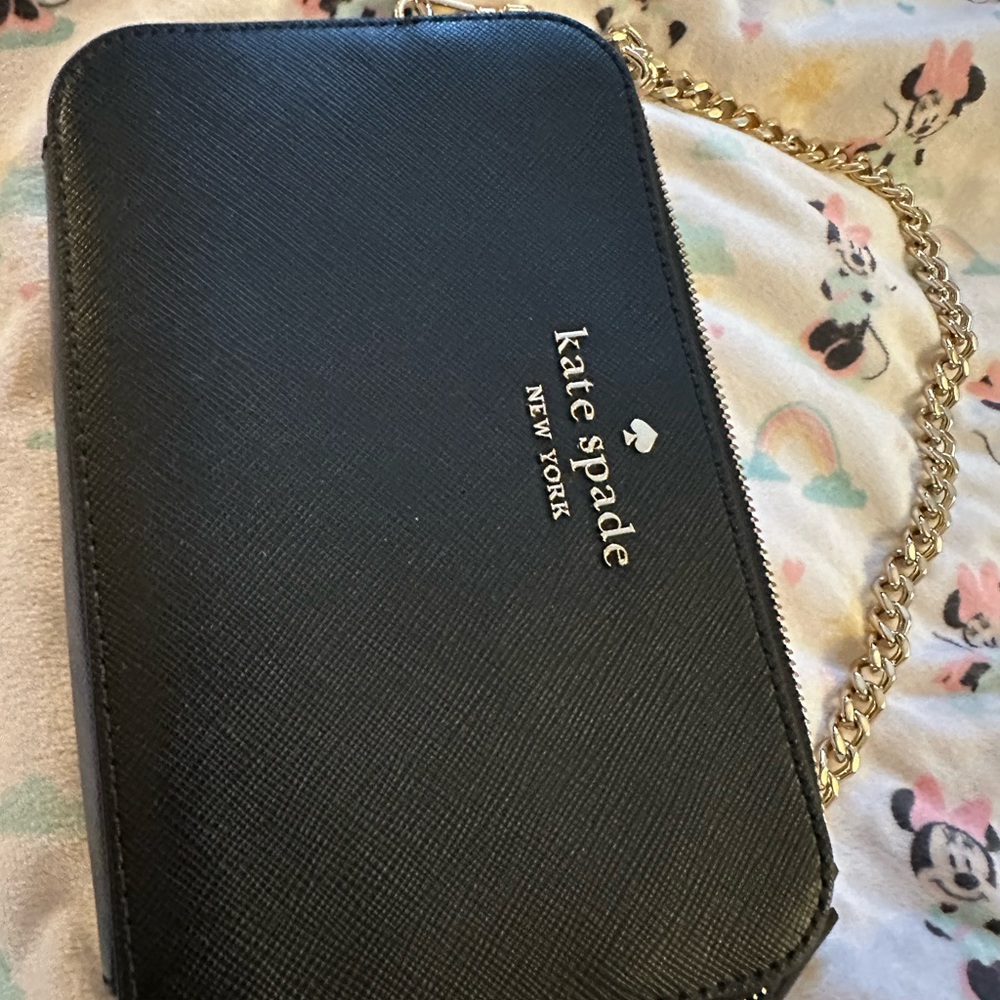 Kate Spade Black Leather Wallet with Gold Branding